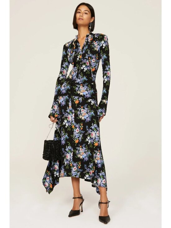 Dresses & Skirts - N-43. Rabanne Black Floral Midi Dress FR 38 US 6